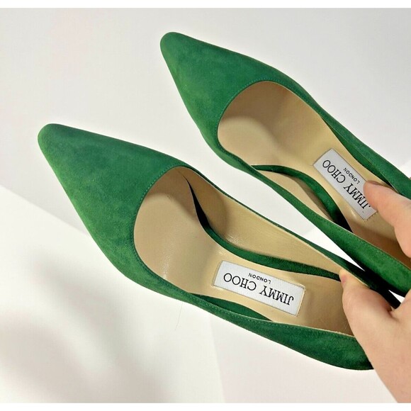 Jimmy Choo Suede Emerald Anouk Pumps Heels Shoes  Size 36 (Size 6 US) - Picture 9 of 10